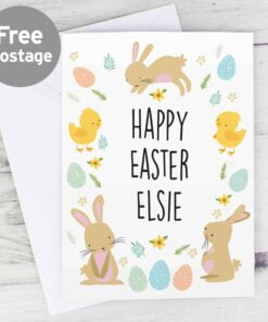 Personalised Easter Bunny & Chick Card