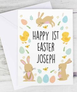 Personalised Easter Bunny & Chick Card