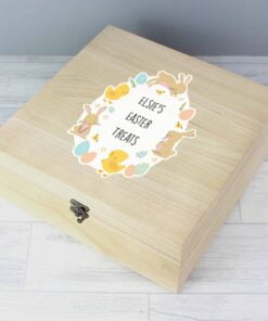 Personalised Easter Bunny & Chick Large Wooden Keepsake Box