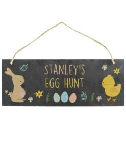 Personalised Easter Bunny & Chick Slate Door Plaque