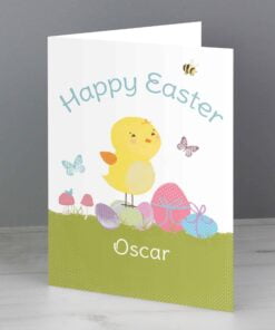 Personalised Easter Meadow Chick Card
