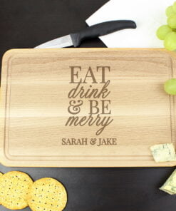 Personalised Eat Drink & Be Merry Rectangular Chopping Board