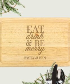 Personalised Eat Drink & Be Merry Rectangular Chopping Board