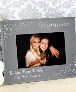 Personalised Eighteen Diamante 6×4 Glass Photo Frame