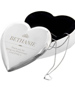 Personalised Elegant Crown Heart Trinket Box & Necklace Set