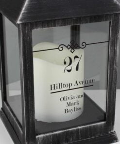 Personalised Elegant Diamond Rustic Black Lantern