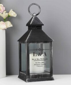 Personalised Elegant Diamond Rustic Black Lantern