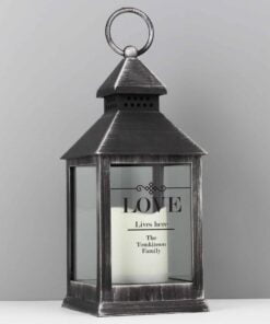 Personalised Elegant Diamond Rustic Black Lantern