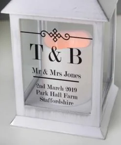Personalised Elegant Diamond White Lantern