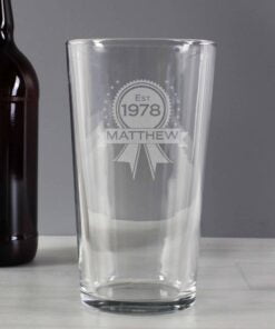 Personalised Established Rosette Pint Glass