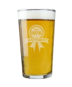 Personalised Established Rosette Pint Glass