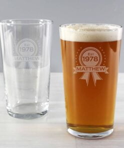 Personalised Established Rosette Pint Glass