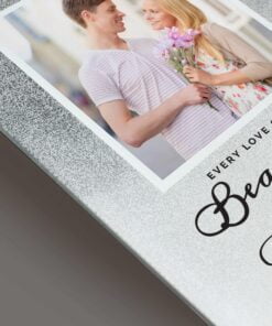 Personalised Every Love Story Is Beautiful 4×4 Glitter Glass Photo Frame
