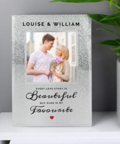 Personalised Every Love Story Is Beautiful 4×4 Glitter Glass Photo Frame