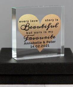 Personalised Every Love Story Is Beautiful Large Crystal Token