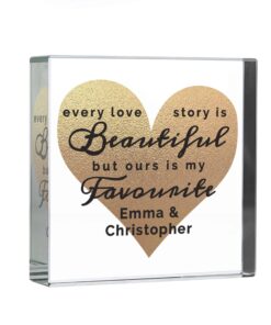 Personalised Every Love Story Is Beautiful Large Crystal Token