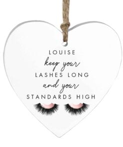Personalised Eyelash Wooden Heart Decoration