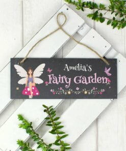 Personalised Fairy Garden Printed Hanging Slate Plaque