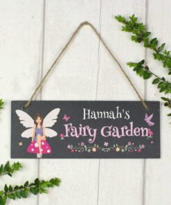 Personalised Fairy Garden Printed Hanging Slate Plaque