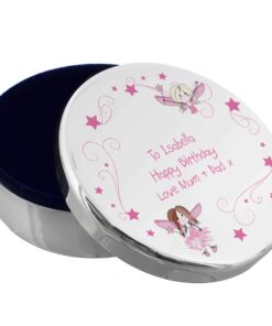 Personalised Fairy Round Trinket Box