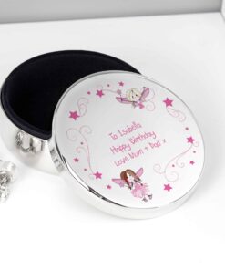 Personalised Fairy Round Trinket Box