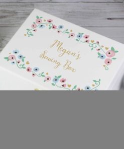Personalised Fairytale Floral White Wooden Keepsake Box
