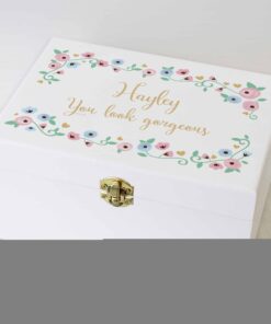Personalised Fairytale Floral White Wooden Keepsake Box