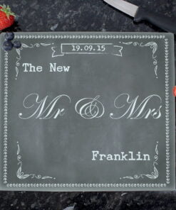 Personalised Family Chalk Glass Chopping Board/Workshop Saver