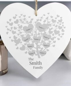 Personalised Family Tree Large Wooden Heart
