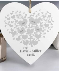 Personalised Family Tree Large Wooden Heart