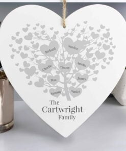 Personalised Family Tree Large Wooden Heart