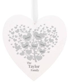 Personalised Family Tree Large Wooden Heart