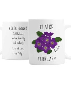 Personalised February Birth Flower – Violet Mug