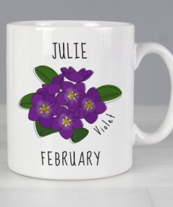 Personalised February Birth Flower – Violet Mug