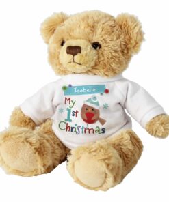 Personalised Felt Stitch Robin ‘My 1st Christmas’ Teddy Bear
