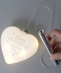 Personalised First Christmas LED Hanging Glass Heart