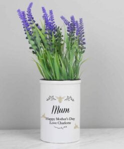 Personalised Floral Bee Straight Sided Flower Pot