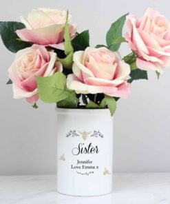 Personalised Floral Bee Straight Sided Flower Pot