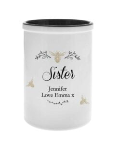 Personalised Floral Bee Straight Sided Flower Pot