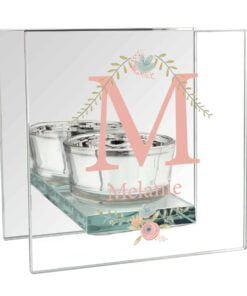 Personalised Floral Bouquet Mirrored Glass Tea Light Candle Holder