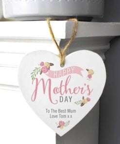 Personalised Floral Bouquet Mother’s Day Wooden Heart Decoration
