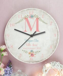 Personalised Floral Bouquet Shabby Chic Large Wooden Clock