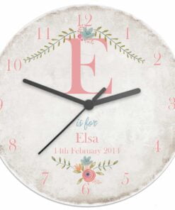 Personalised Floral Bouquet Shabby Chic Large Wooden Clock