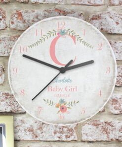 Personalised Floral Bouquet Shabby Chic Large Wooden Clock