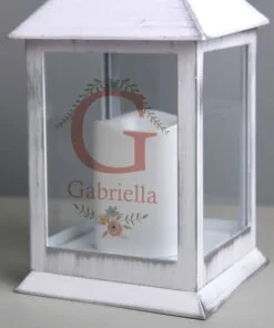 Personalised Floral Bouquet White Lantern