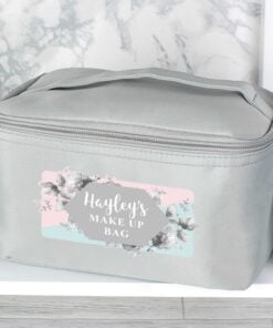 Personalised Floral Grey Vanity bag