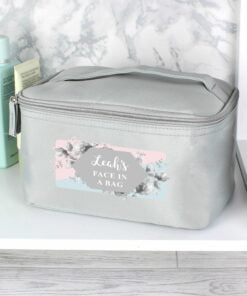 Personalised Floral Grey Vanity bag