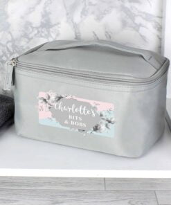 Personalised Floral Grey Vanity bag
