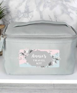 Personalised Floral Grey Vanity bag
