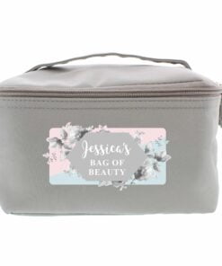 Personalised Floral Grey Vanity bag